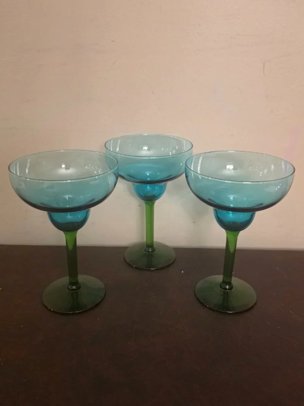 Vintage Margareta Glasses Teal Green Steam (Set of 3) hand-blown glasses